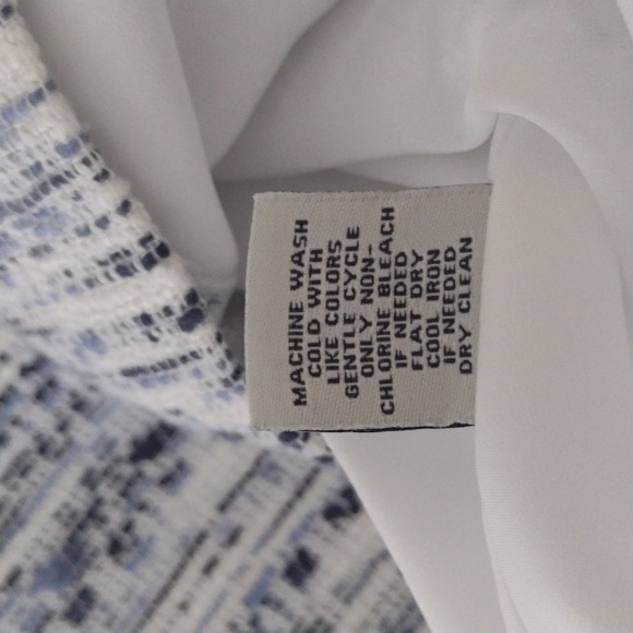 J. Peterman White & Blue Tweed Cap Sleeve Shift Dress Size 4 - Picture 7 of 9